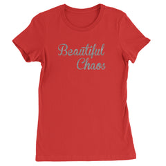 Beautiful Chaos Glitter Music Festival Womens T-shirt Red