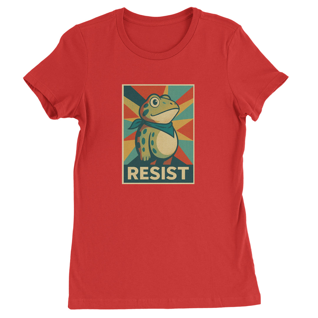 Resist Portland Protest Frog Womens T-shirt Red