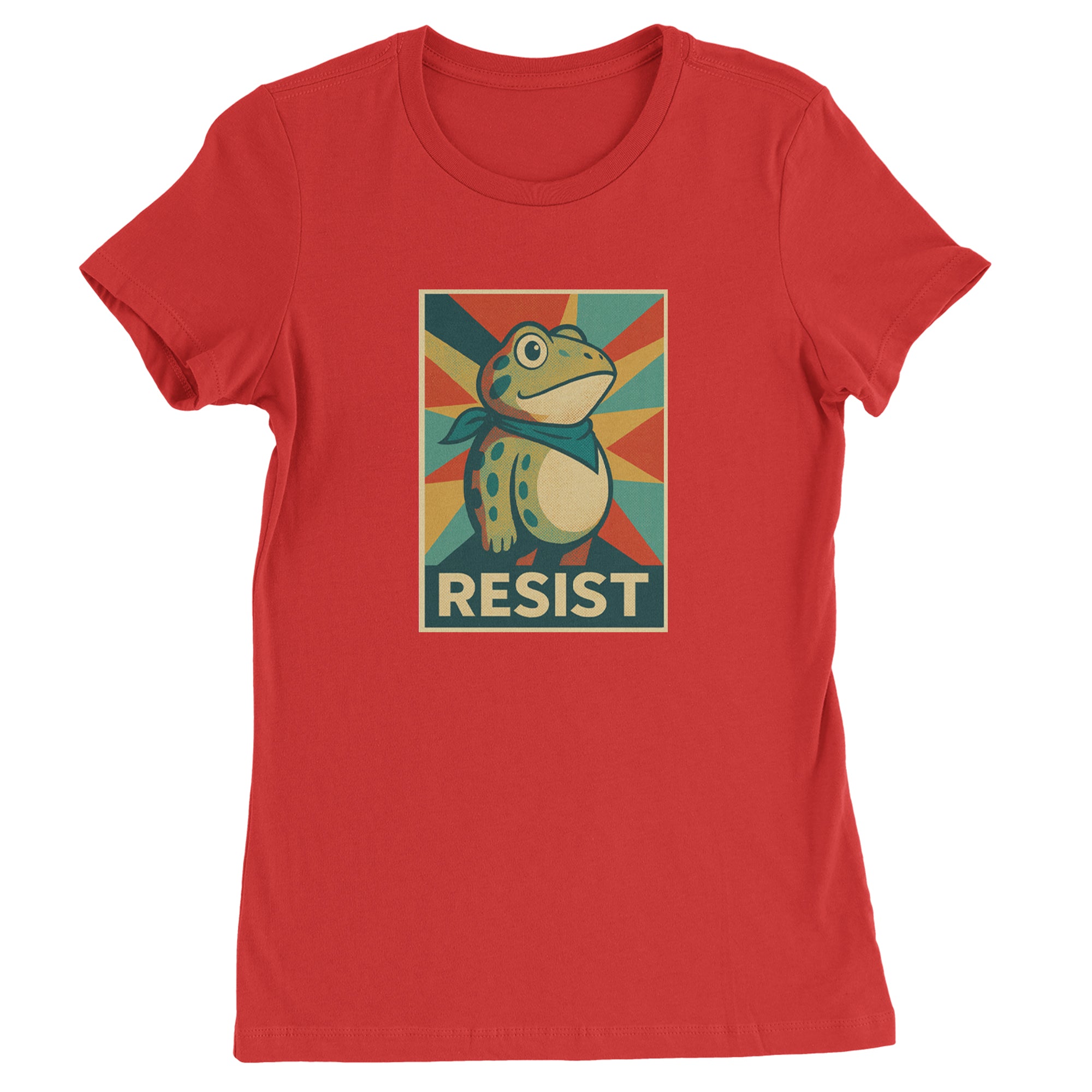 Resist Portland Protest Frog Womens T-shirt Red