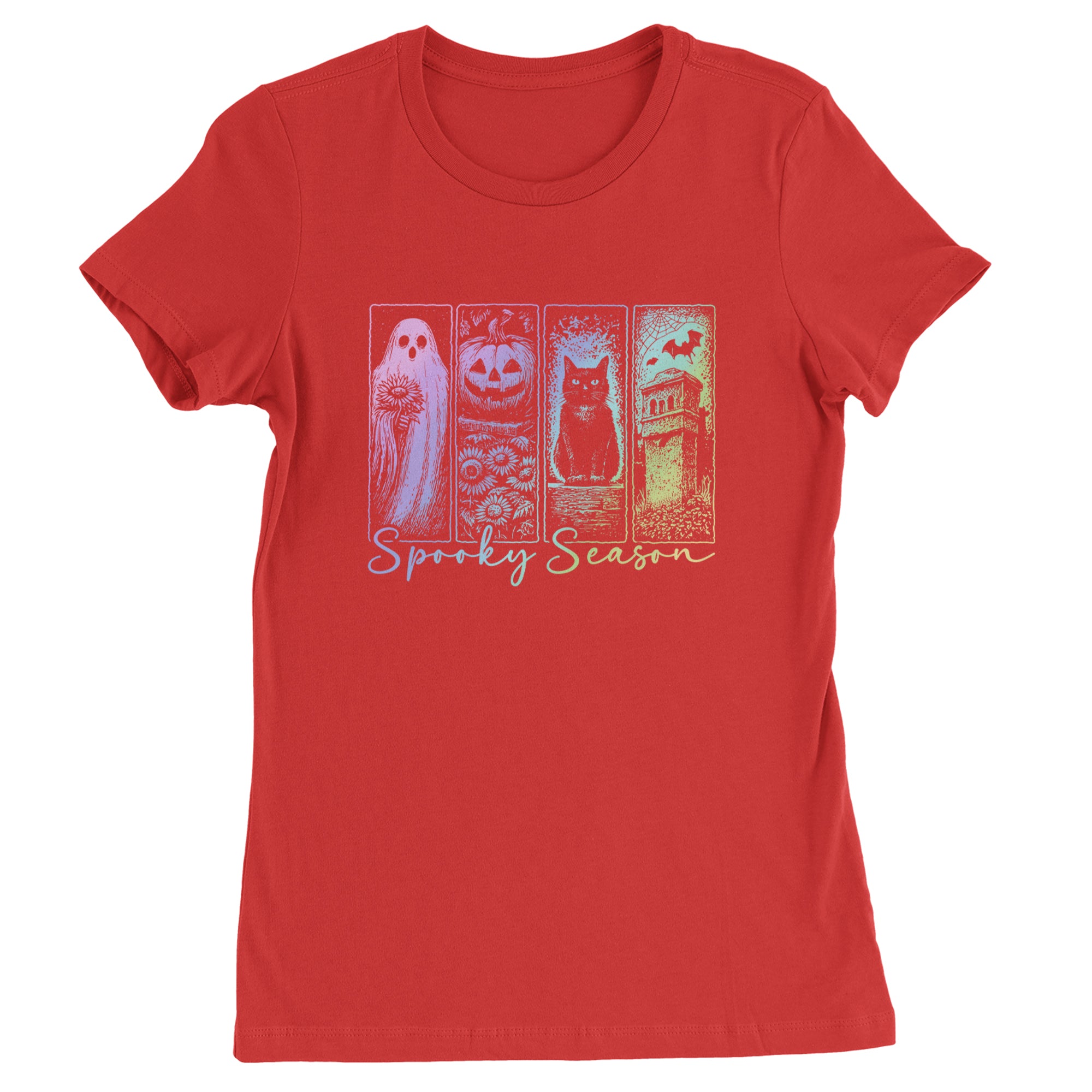 Spooky Season Cute Pastel Halloween Design Womens T-shirt Red