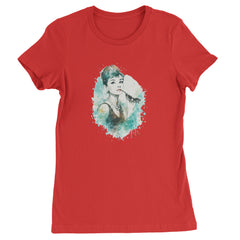Mrs. Herpburn Iconic Watercolors Womens T-shirt Red