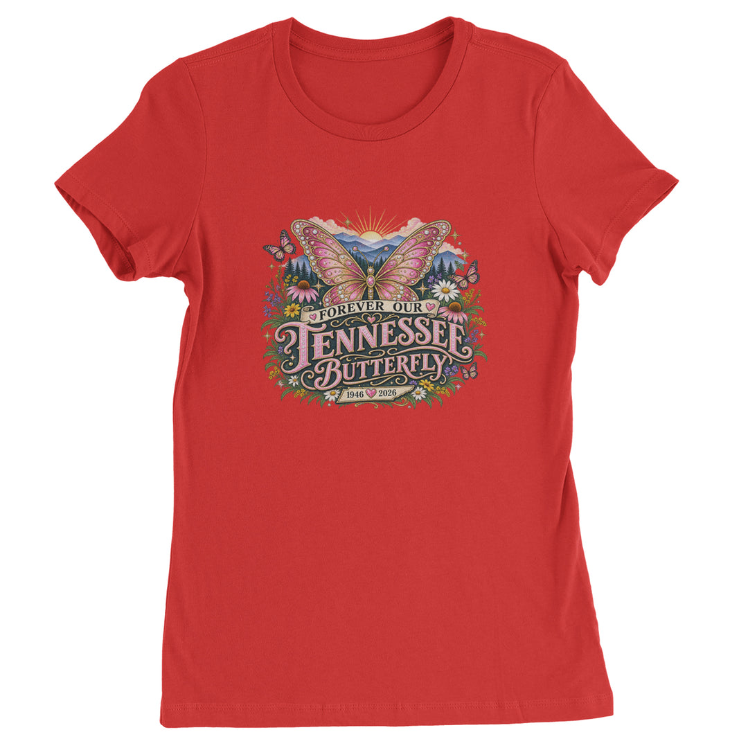 Forever Our Tennessee Butterfly Dolly Womens T-shirt Red