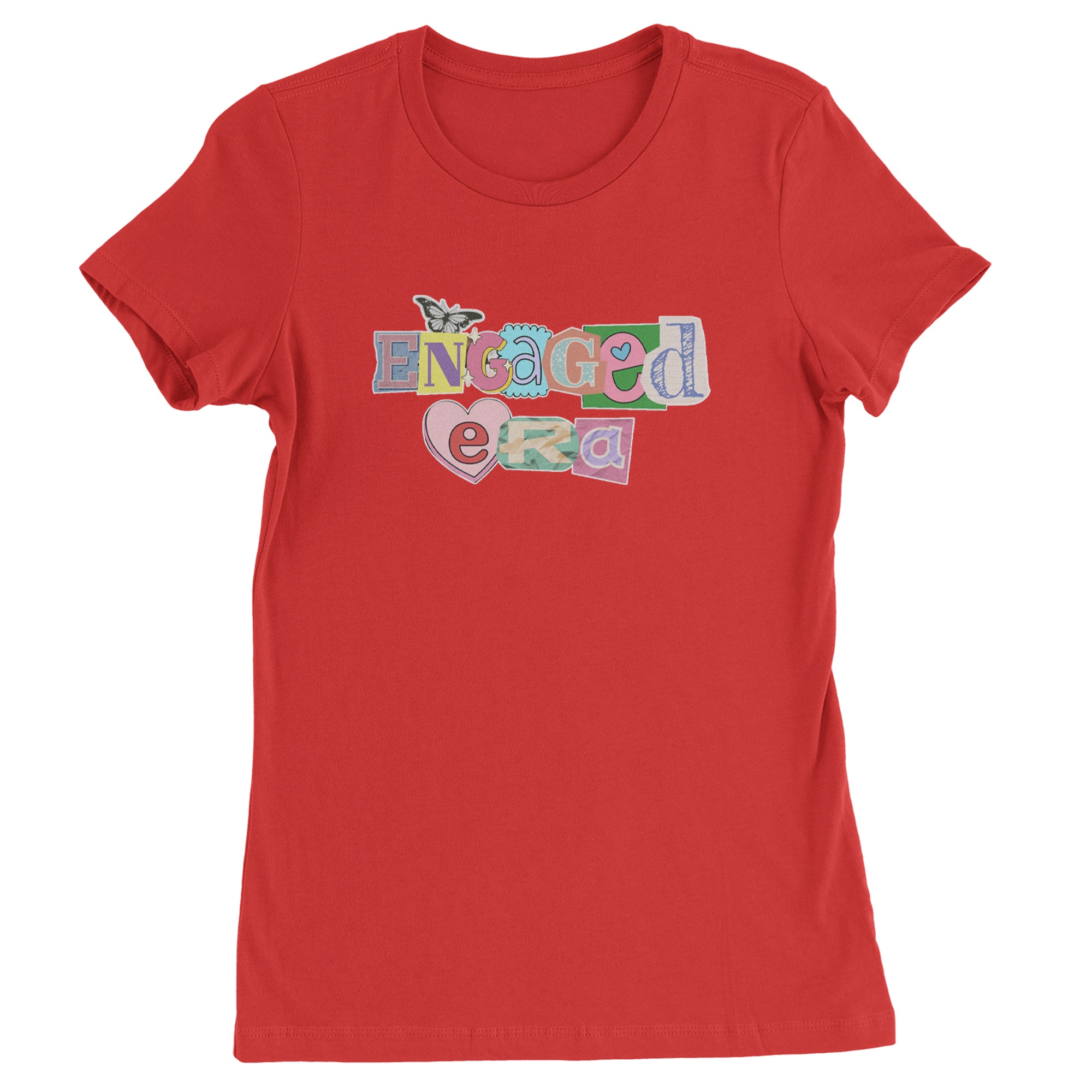 Engaged Era Aesthetic Retro Collage Design Womens T-shirt Red