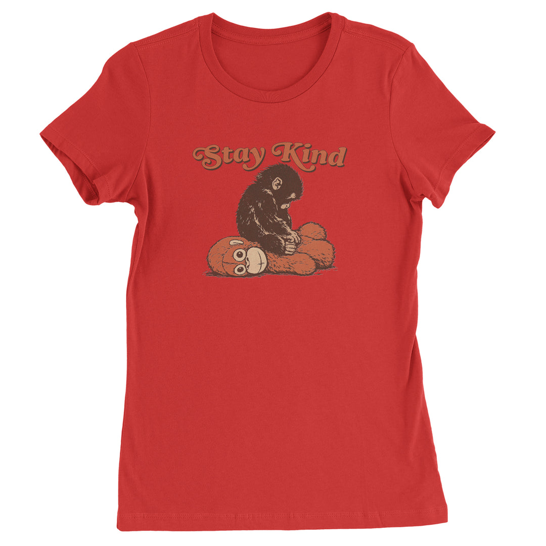 Punch Stay Kind Macaque Womens T-shirt Red