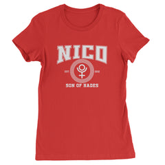 Nico Son of Hades Underworld Crest Womens T-shirt Red