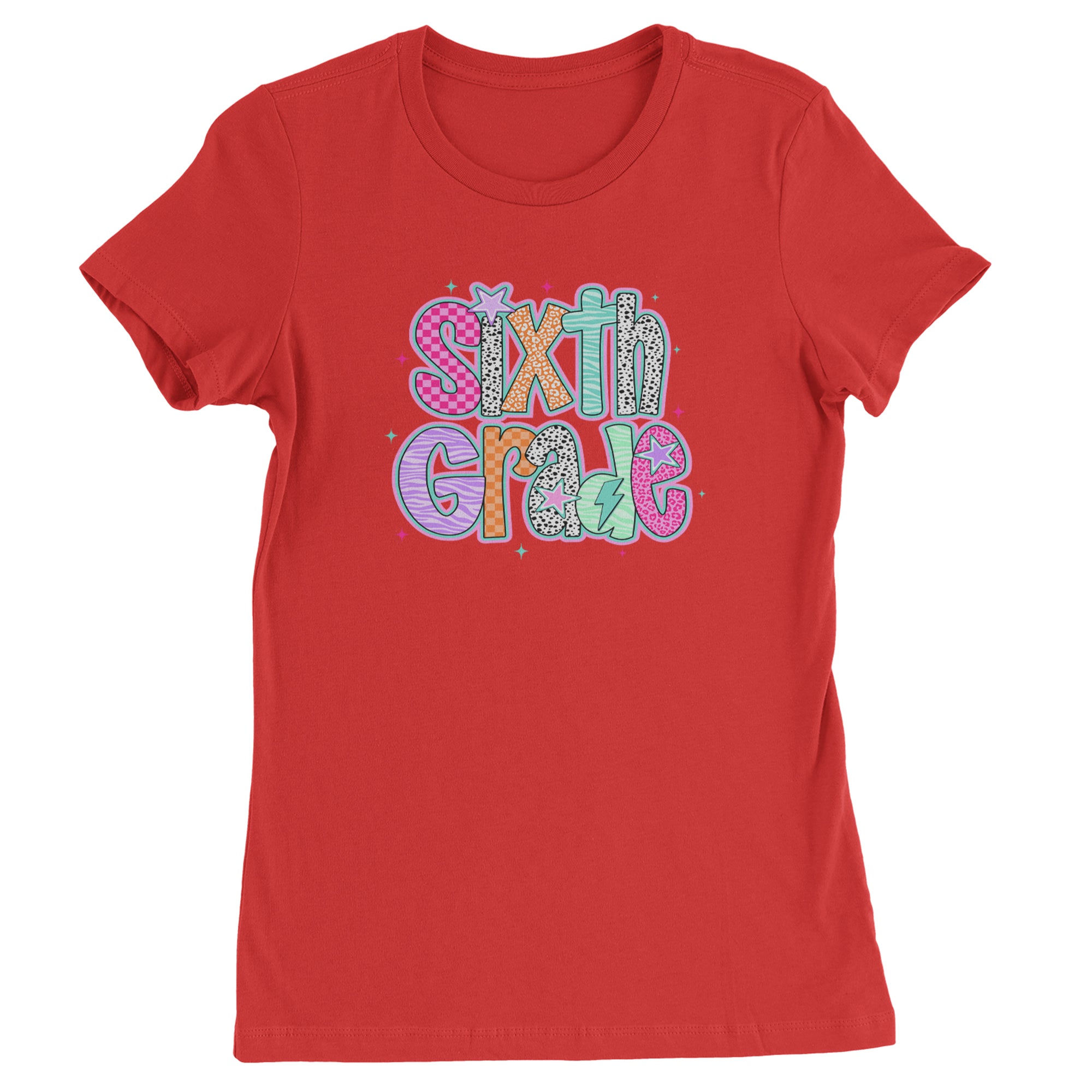 Sixth Grade Colorful Back to School Womens T-shirt Red