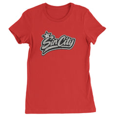 Sin City Vegas Retro Vintage graphic on Women's Heavyweight Cotton T-Shirt in Red