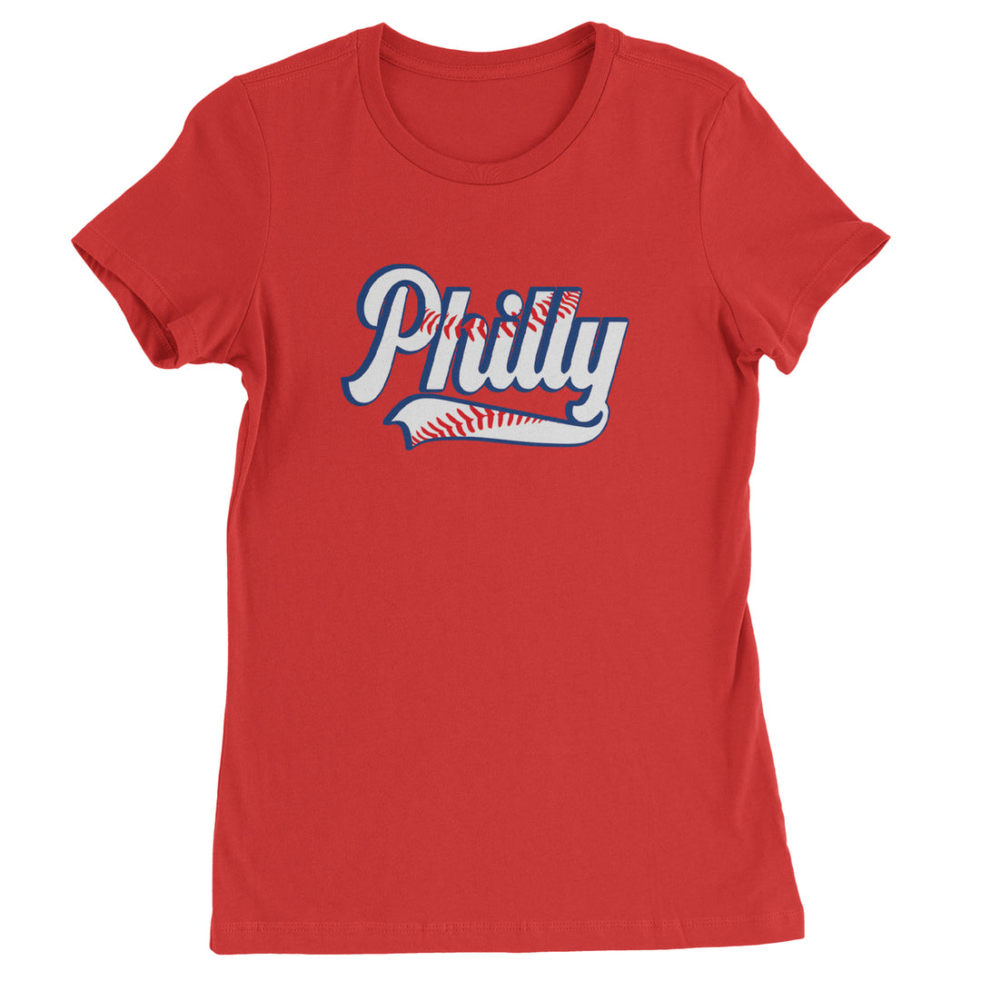 Philly Baseball Stitching Womens T-shirt Red