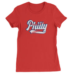 Philly Baseball Stitching Womens T-shirt Red