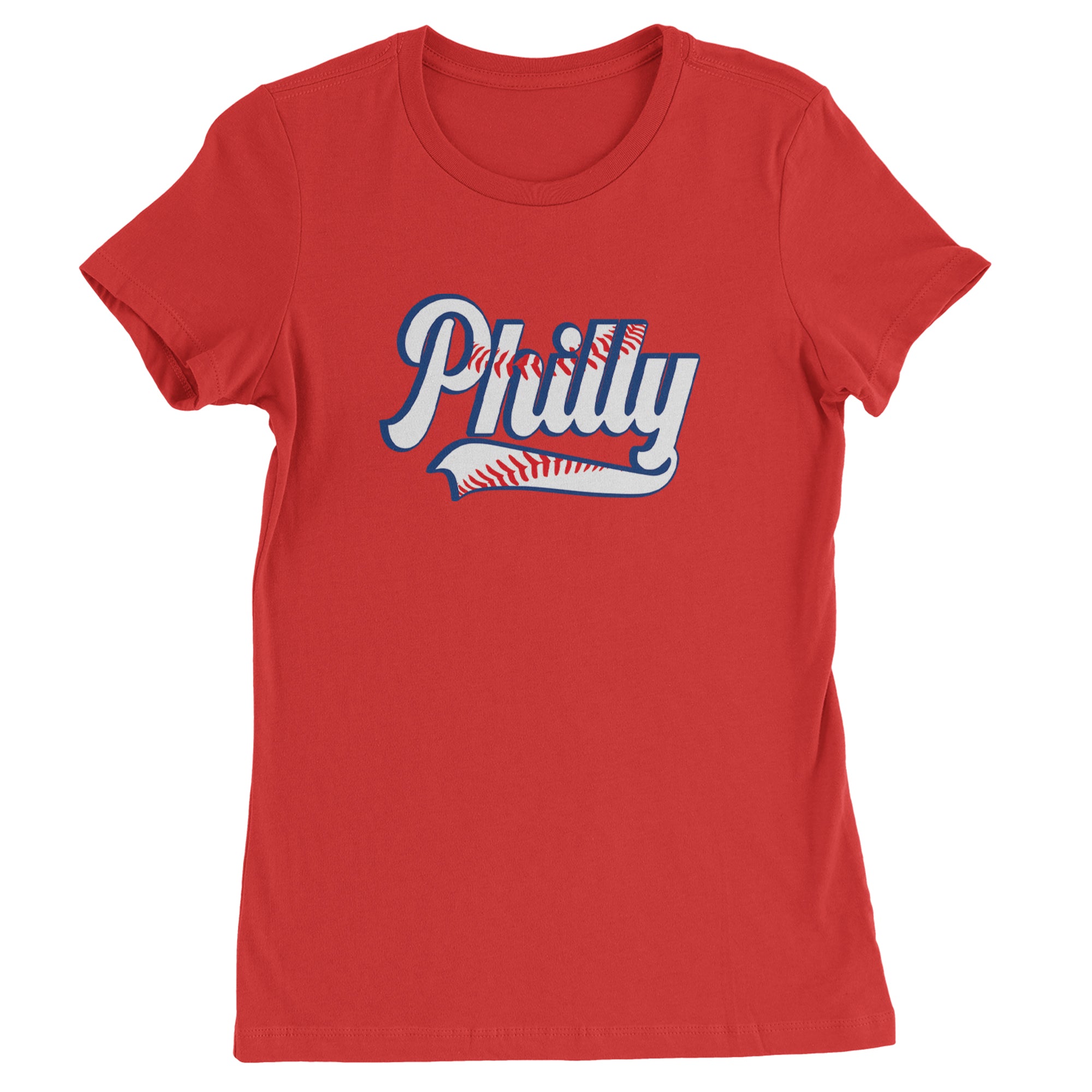 Philly Baseball Stitching Womens T-shirt Red