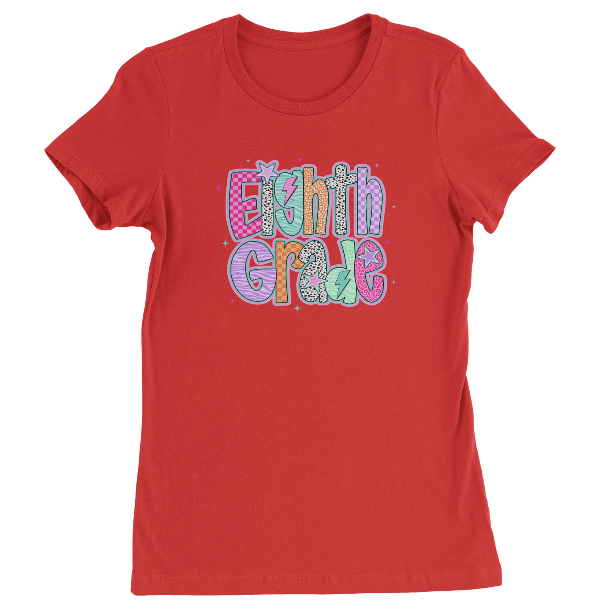 Eighth Grade Energy Colorful Back to School Womens T-shirt Red
