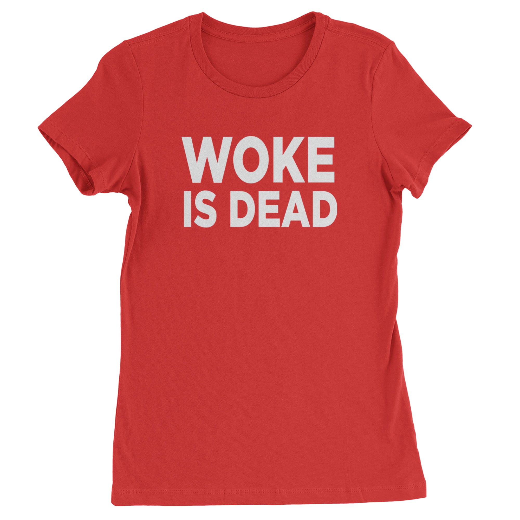 Woke Is Dead Satire Womens T-shirt Red
