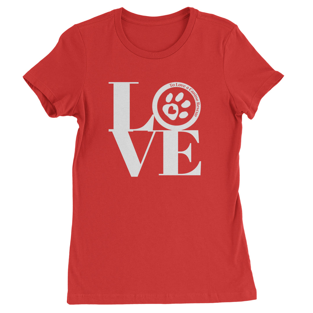 TLC LOVE Dog Rescue Womens T-shirt Red
