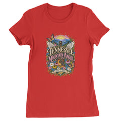 Tennessee Mountain Angel Wings Dolly Womens T-shirt Red