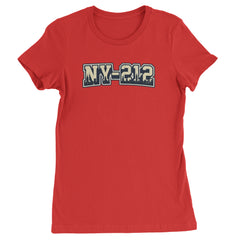 New York City 212 Area Code Skyline  Womens T-shirt Red