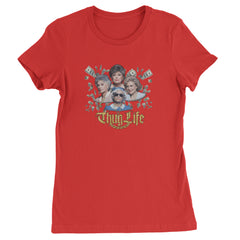 Golden Chain Thug Life Girls Womens T-shirt Red