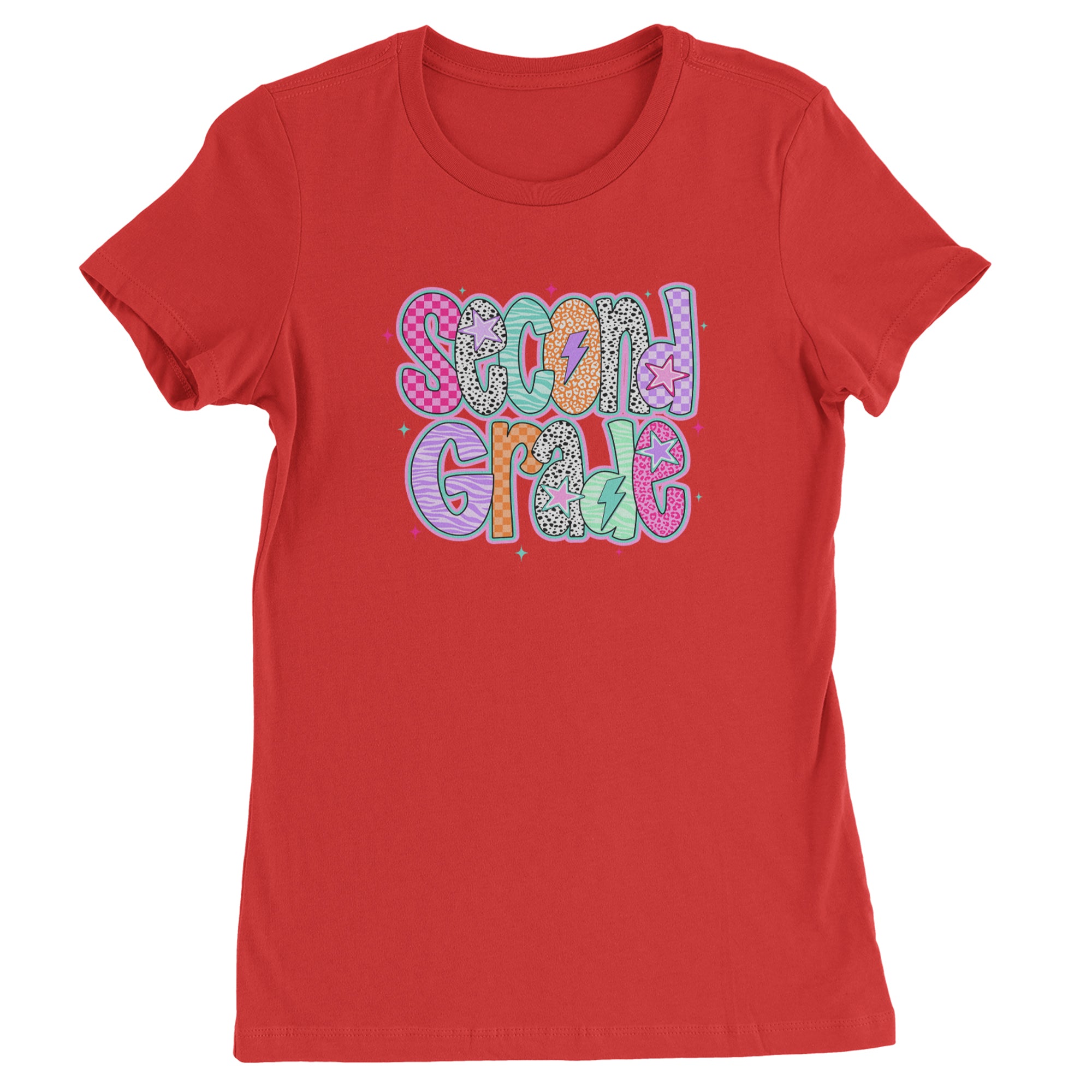 Second Grade Star Colorful Back to School Womens T-shirt Red