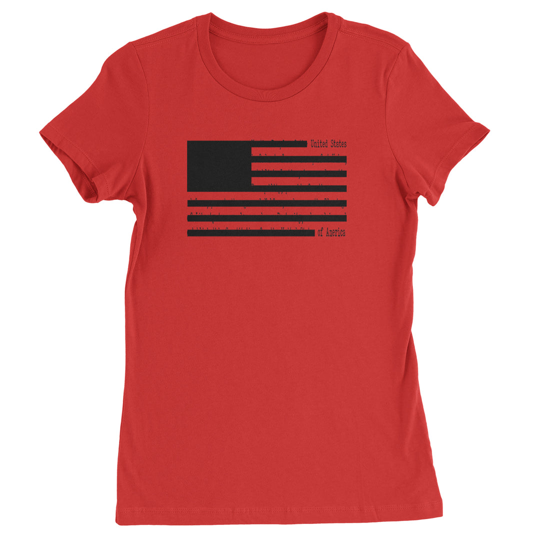 Redacted American Flag Womens T-shirt Red