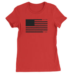 Redacted American Flag Womens T-shirt Red