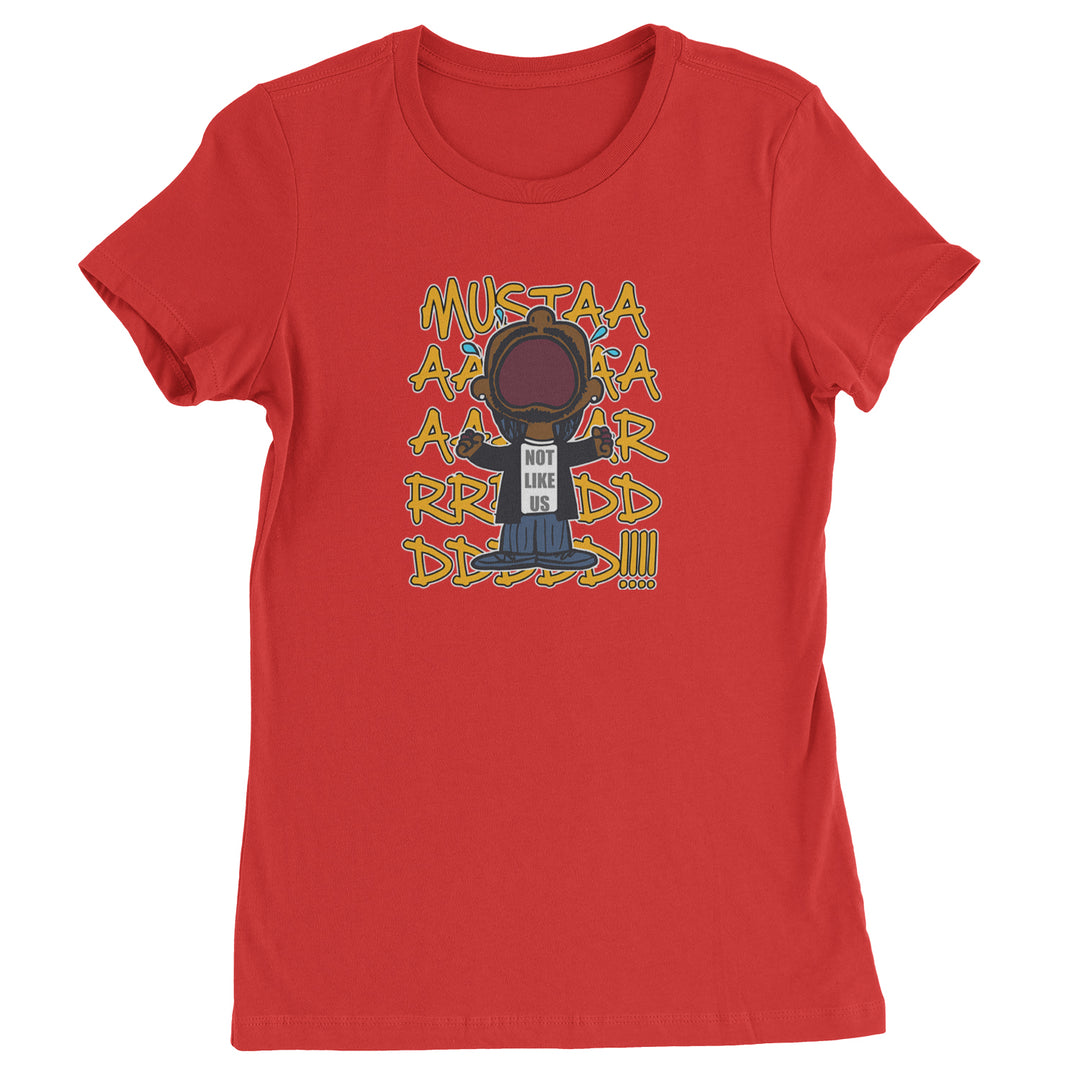 MUSTARD! Not Like Us Tv Off graphic on Women's Heavyweight Cotton T-Shirt in Red