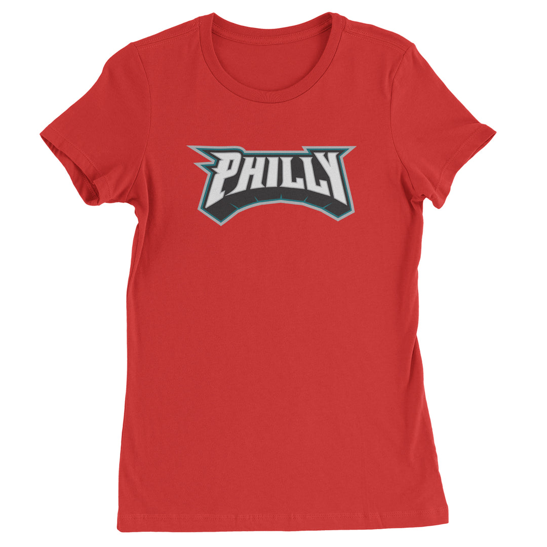 Philly Bold Block Throwback Womens T-shirt Red