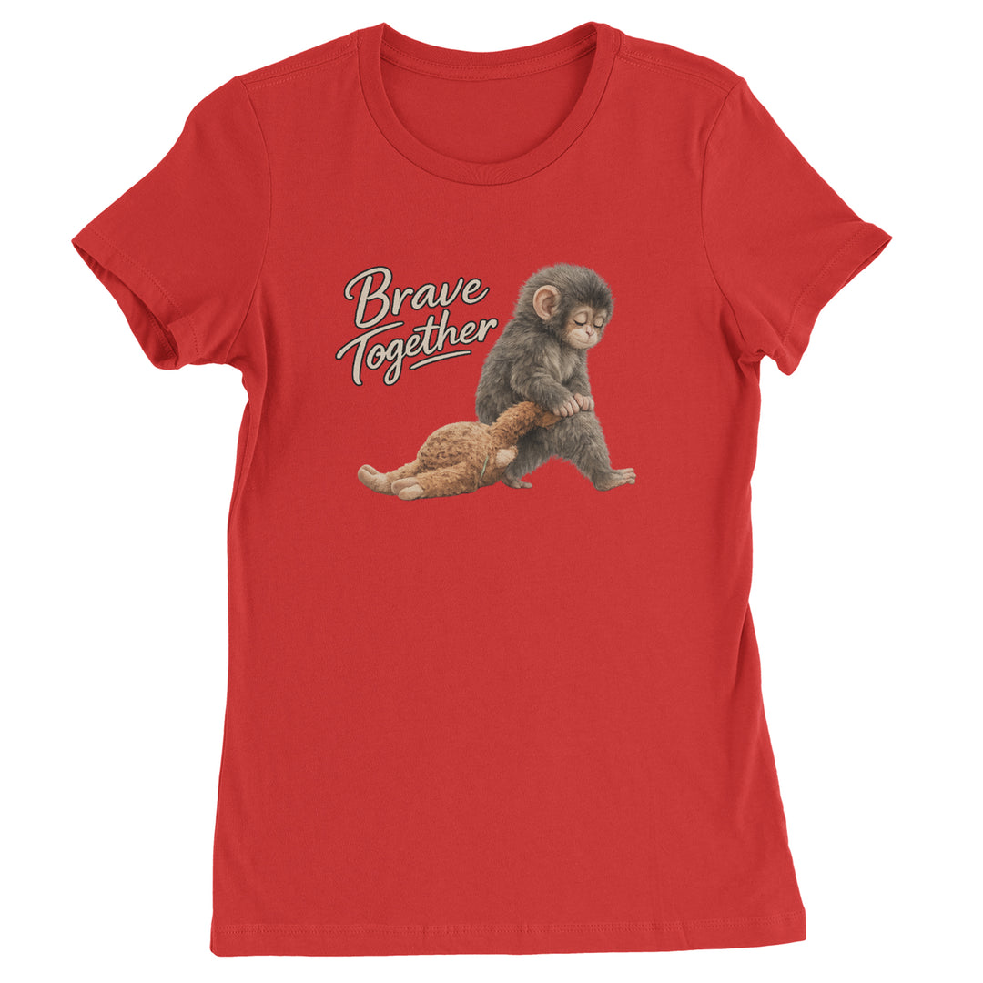 Punch Brave Together Stuffed Animal Womens T-shirt Red