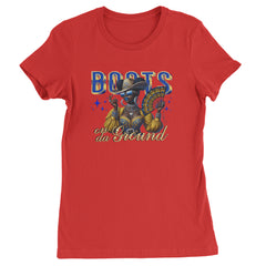 Boots On Da Ground Folding Fan Womens T-shirt Red