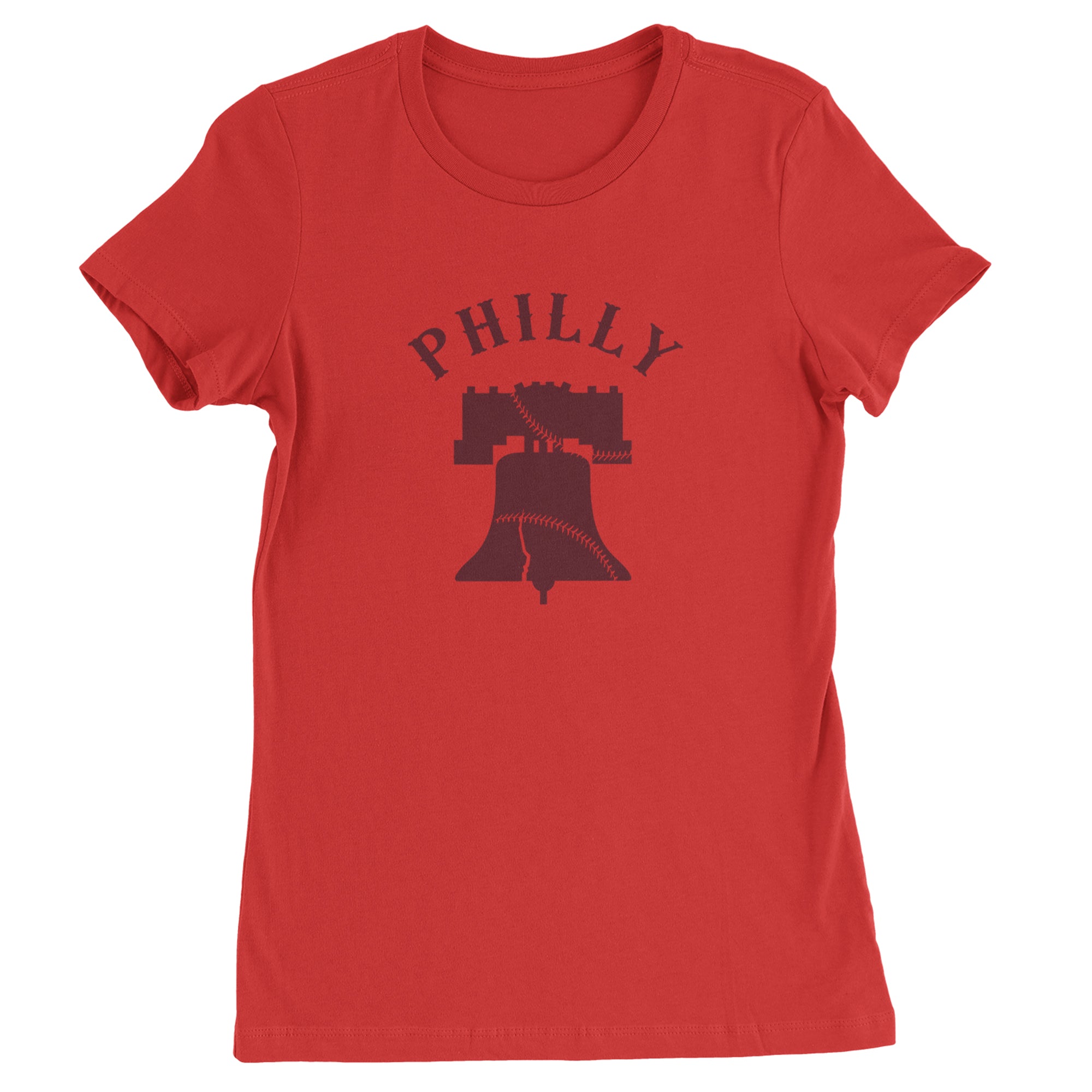 Philly Cracked Liberty Bell Womens T-shirt Red