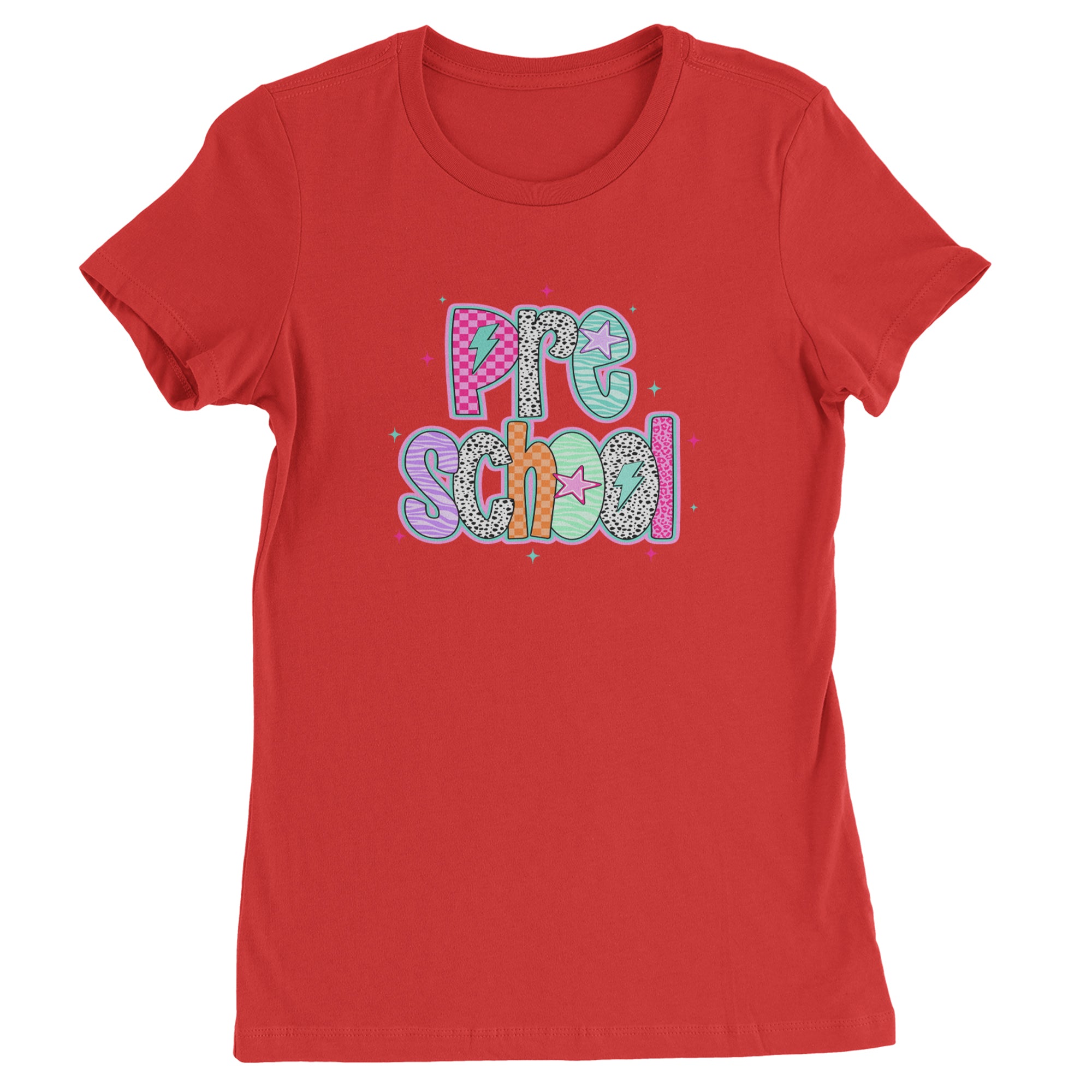 Preschool Power Colorful Back to School Womens T-shirt Red