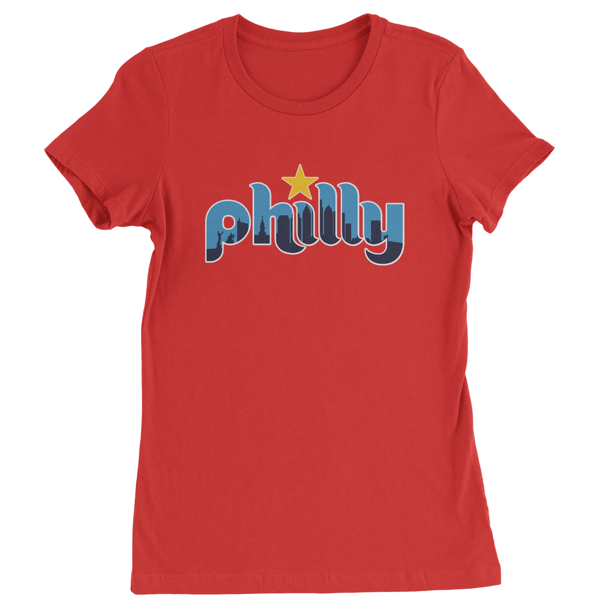 Skyline Philly Philadelphia Womens T-shirt Red