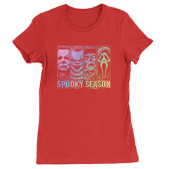Spooky Season Horror Icons Halloween Womens T-shirt Red