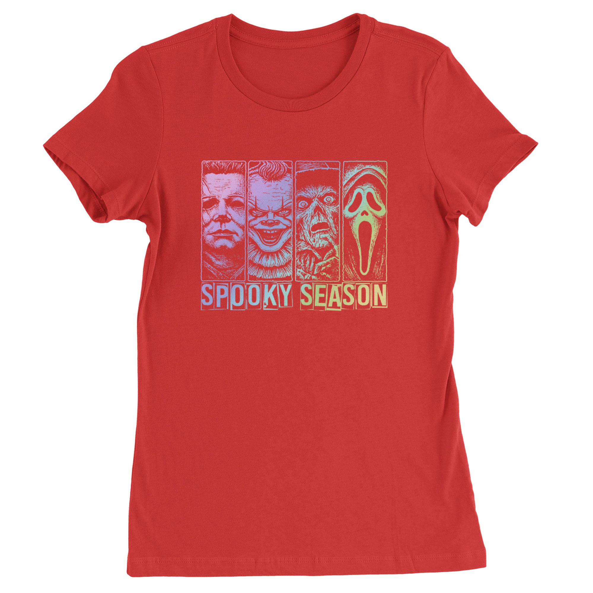 Spooky Season Horror Icons Halloween Womens T-shirt Red
