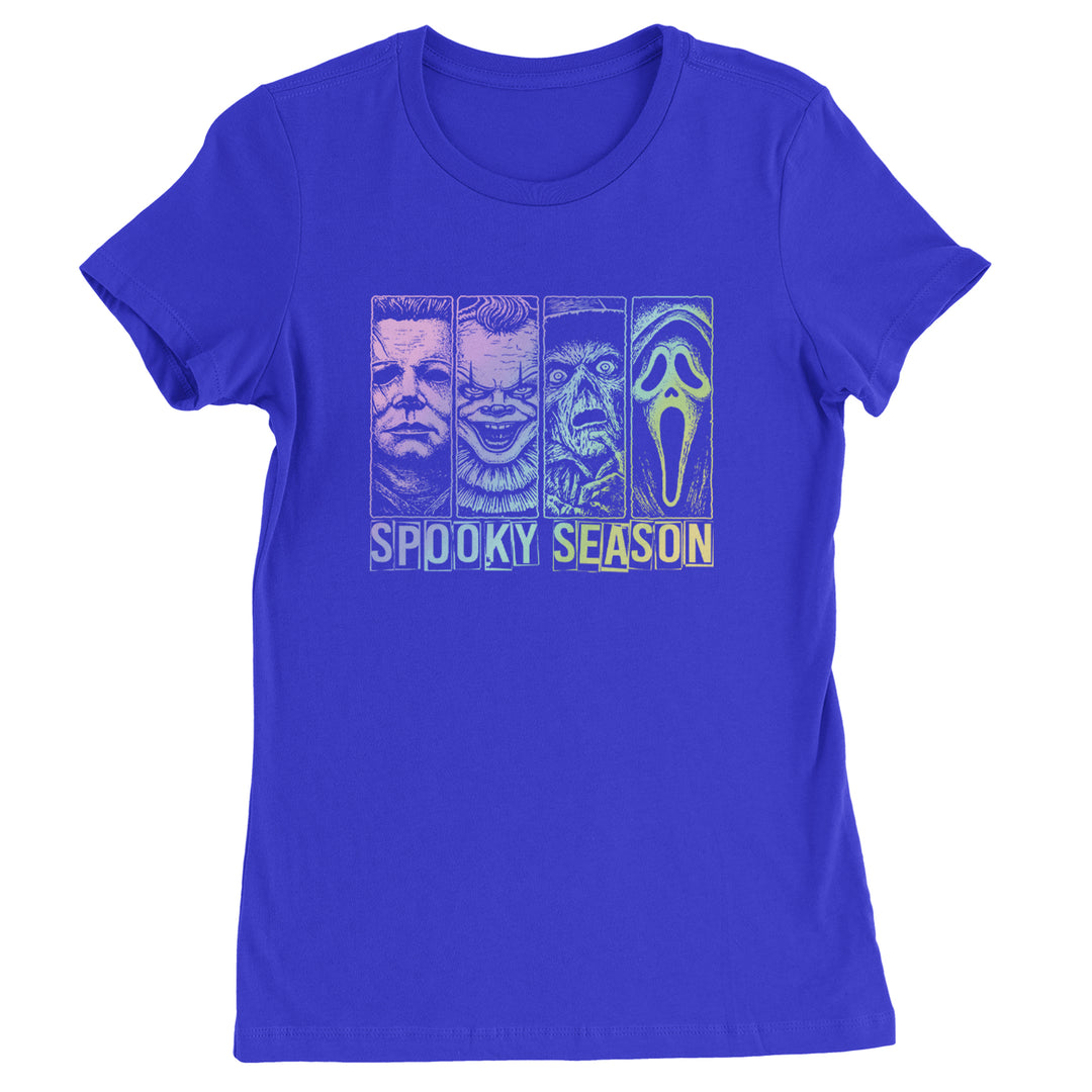 Spooky Season Horror Icons Halloween Womens T-shirt Royal Blue