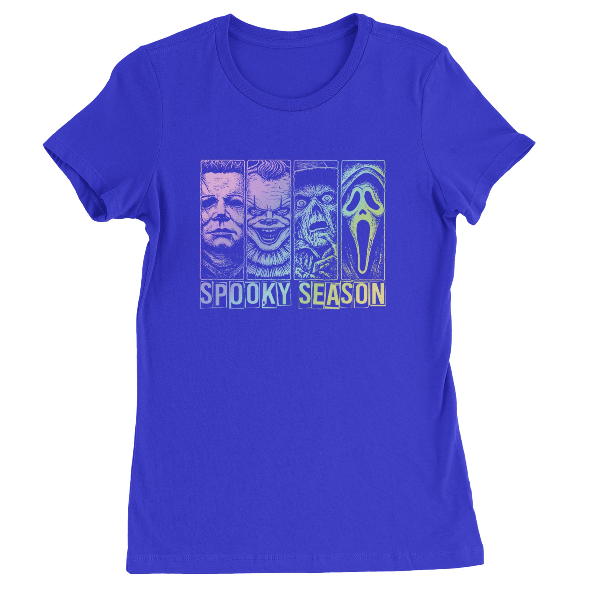 Spooky Season Horror Icons Halloween Womens T-shirt Royal Blue