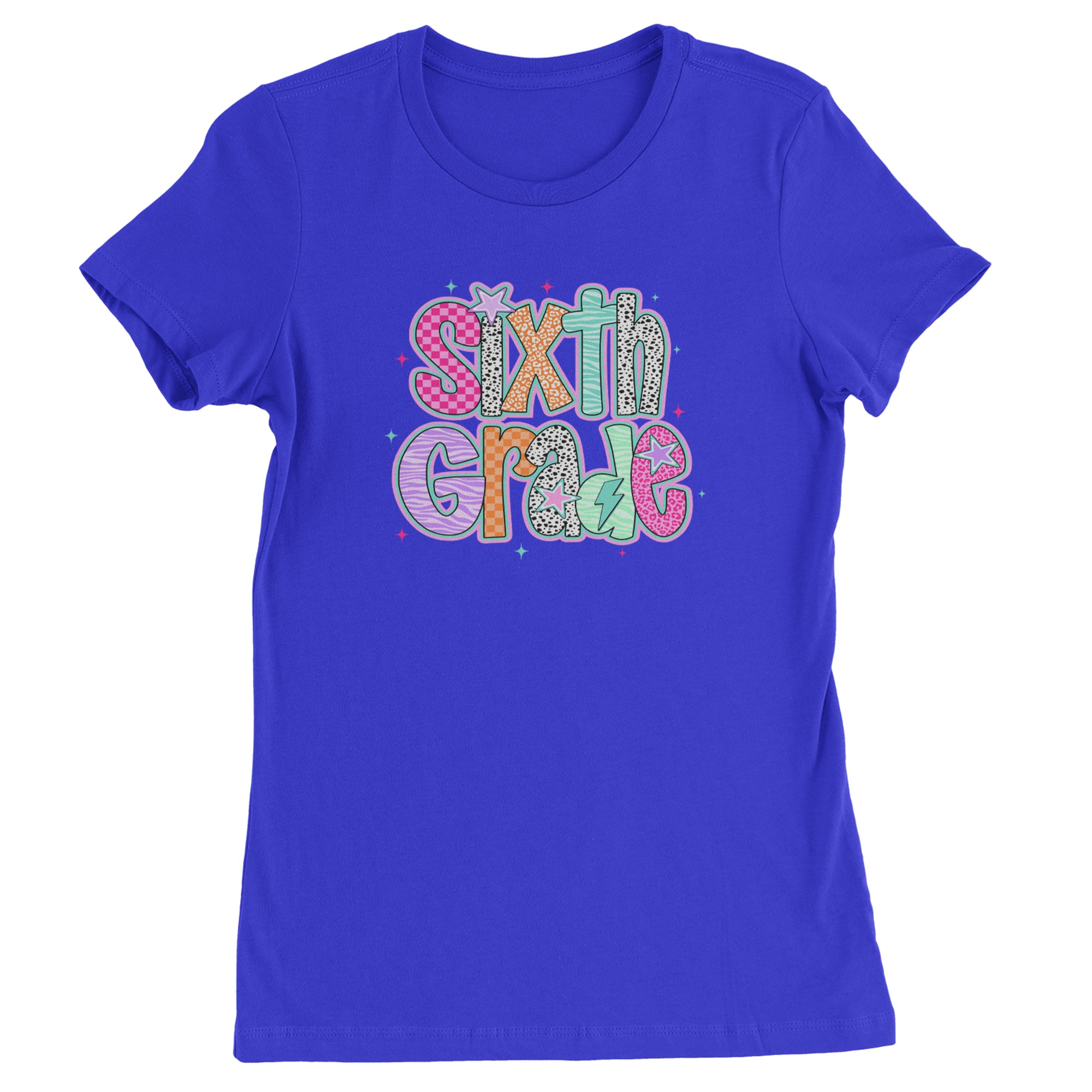 Sixth Grade Colorful Back to School Womens T-shirt Royal Blue