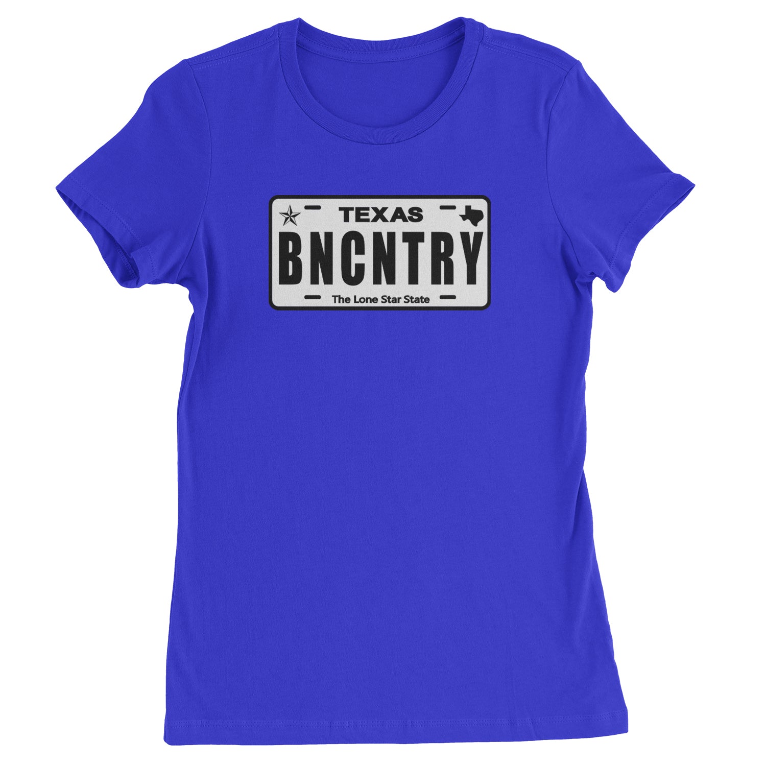 Texas License Plate BNCNTRY  Womens T-shirt Royal Blue