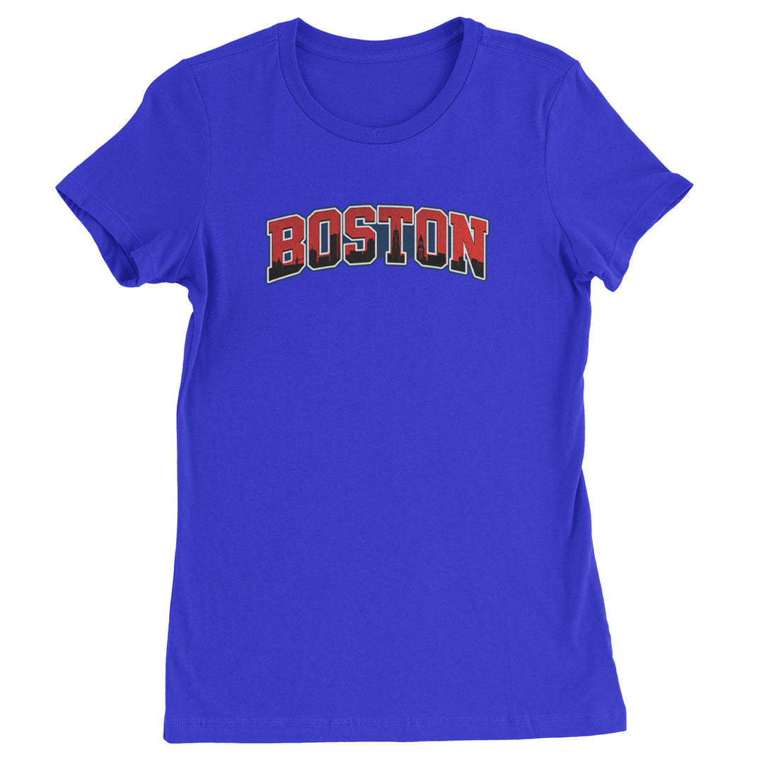 Boston City Pride Skyline Womens T-shirt Royal Blue