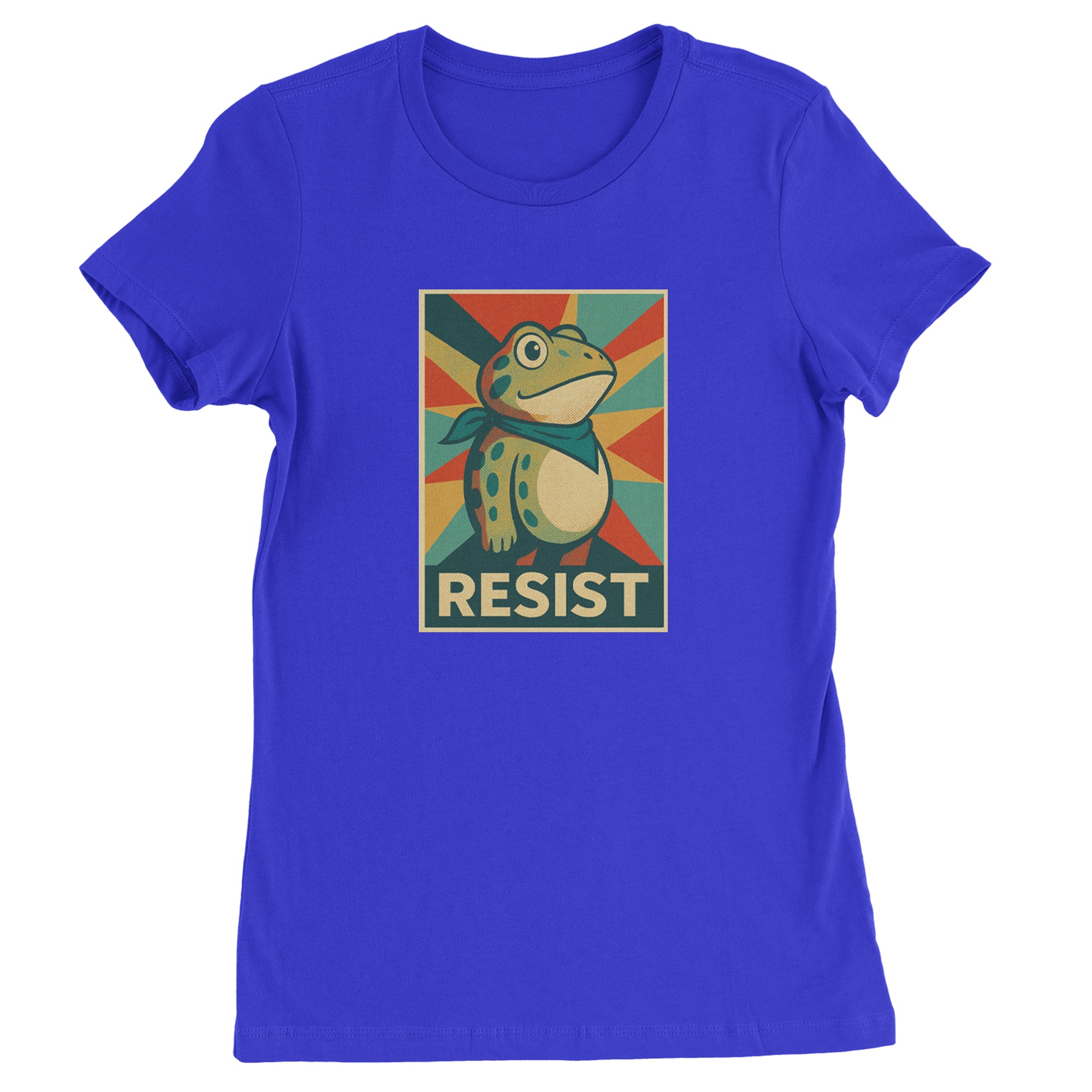 Resist Portland Protest Frog Womens T-shirt Royal Blue