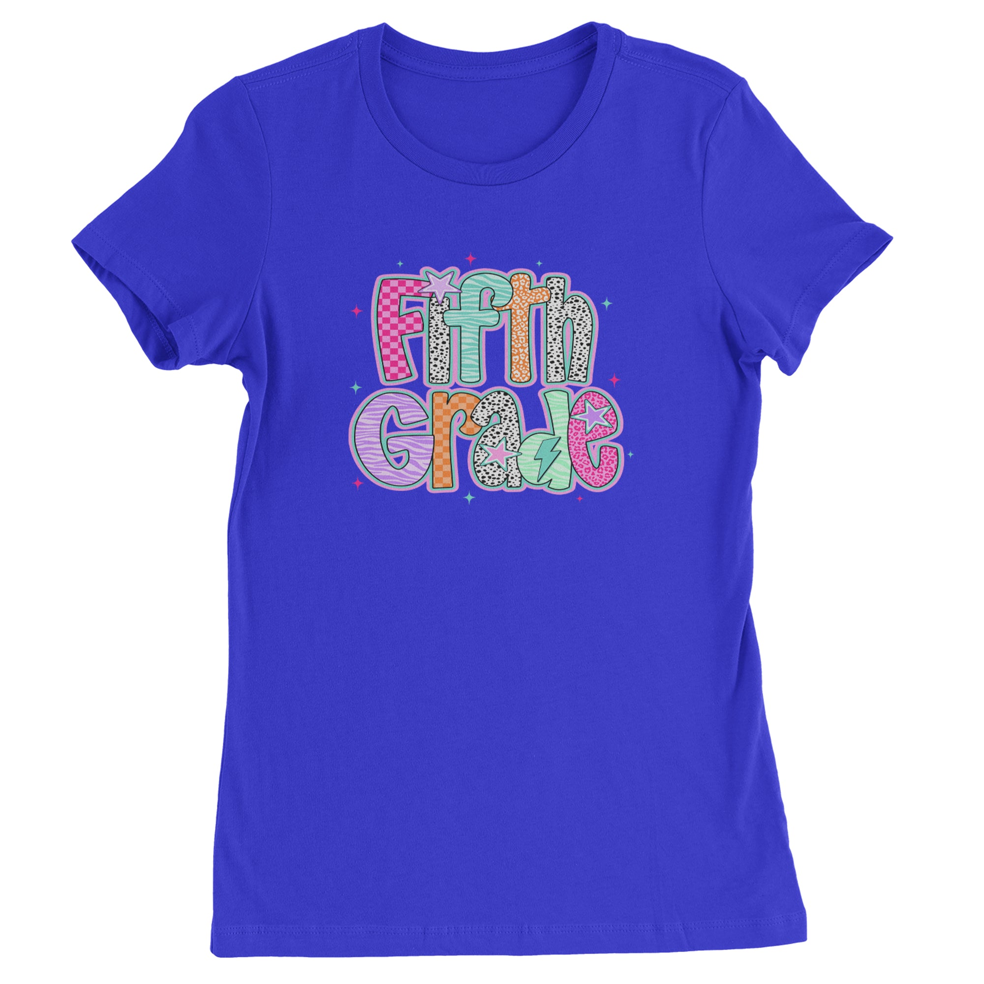 Fifth Grade Fly Colorful Back to School Womens T-shirt Royal Blue