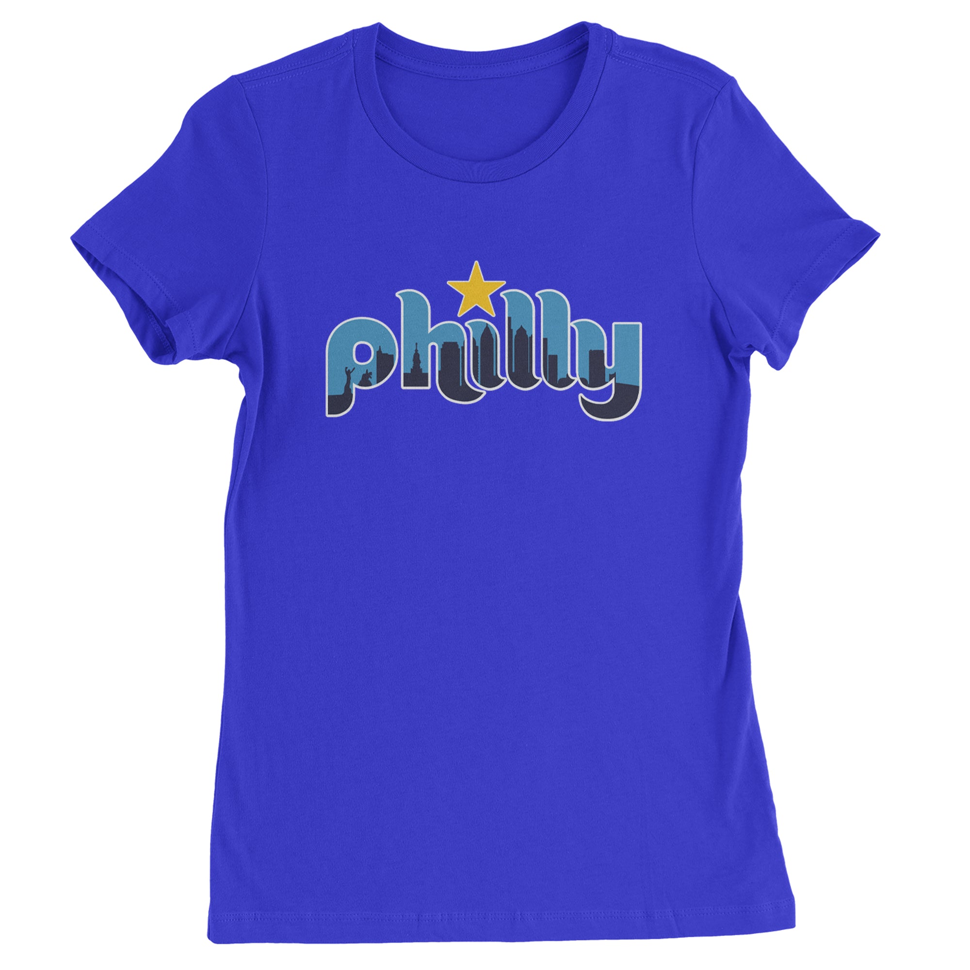 Skyline Philly Philadelphia Womens T-shirt Royal Blue