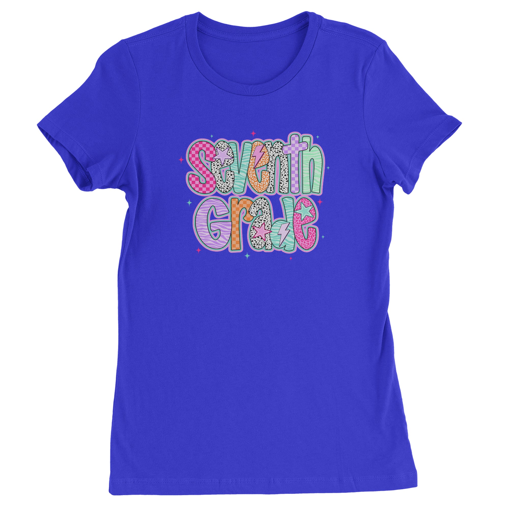 Seventh Grade Swagger Colorful Back to School Womens T-shirt Royal Blue