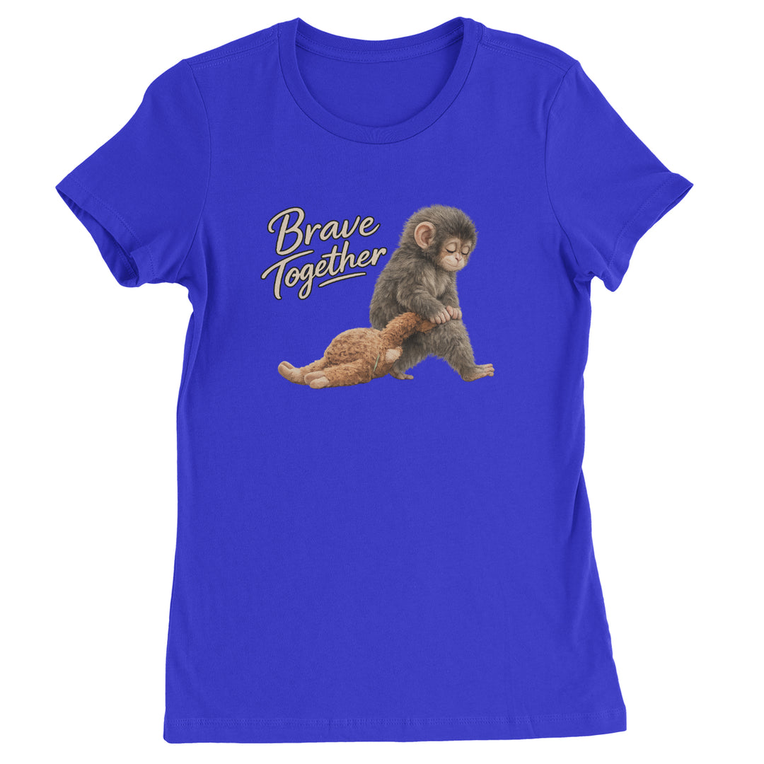 Punch Brave Together Stuffed Animal Womens T-shirt Royal Blue