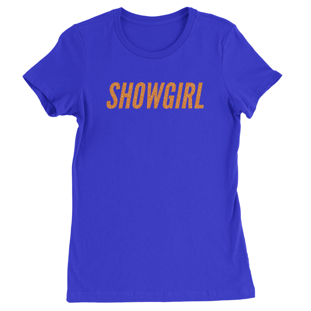Showgirl Orange Glitter Womens T-shirt Royal Blue