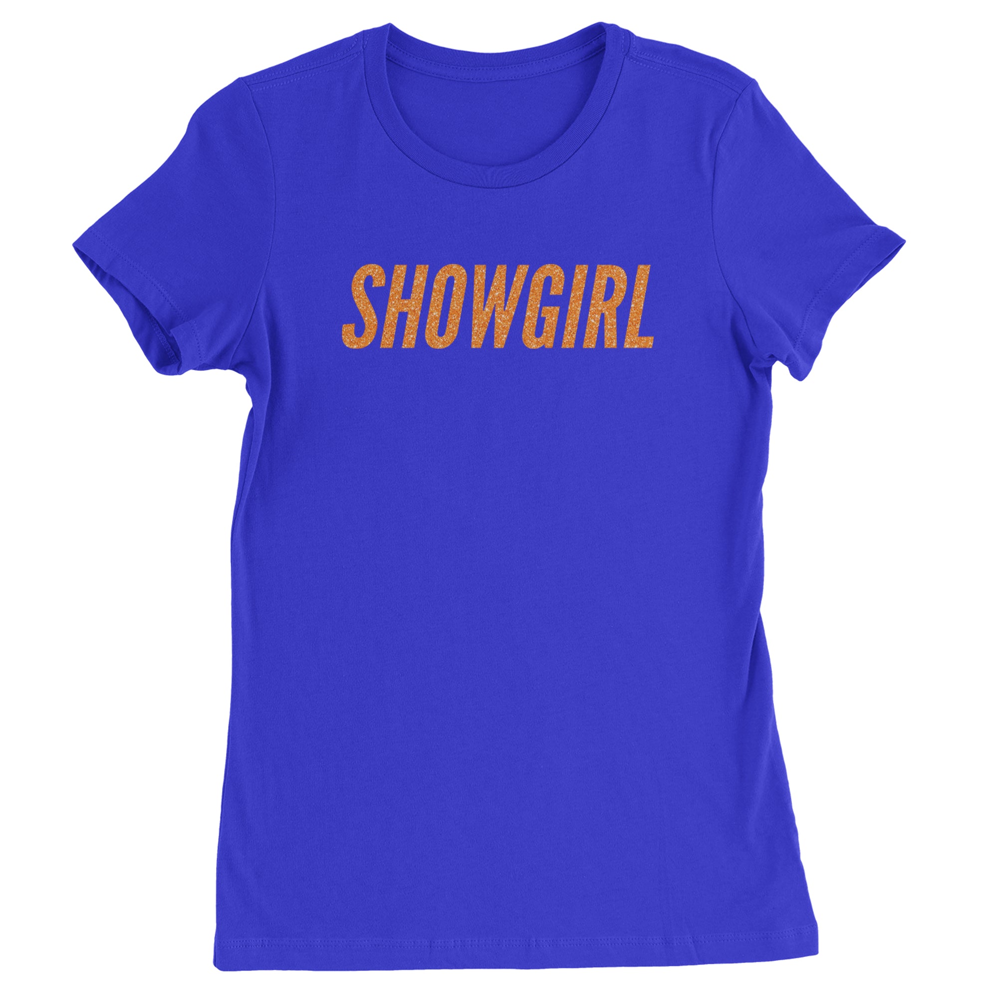 Showgirl Orange Glitter Womens T-shirt Royal Blue
