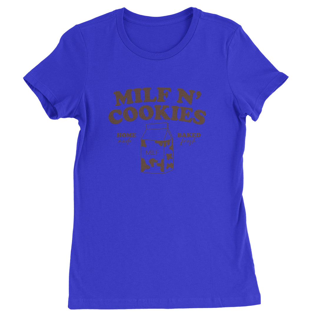Milf And Cookies graphic on Women's Heavyweight Cotton T-Shirt in Royal Blue