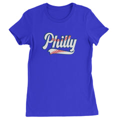 Philly Baseball Stitching Womens T-shirt Royal Blue