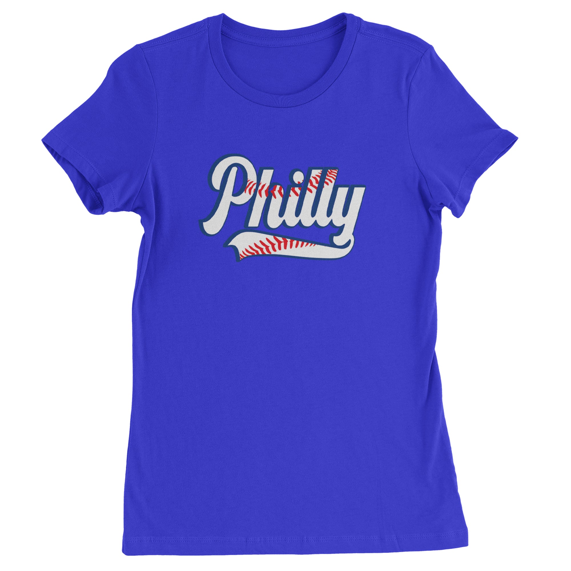 Philly Baseball Stitching Womens T-shirt Royal Blue