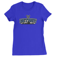Detroit Motor City Retro Piston Womens T-shirt Royal Blue