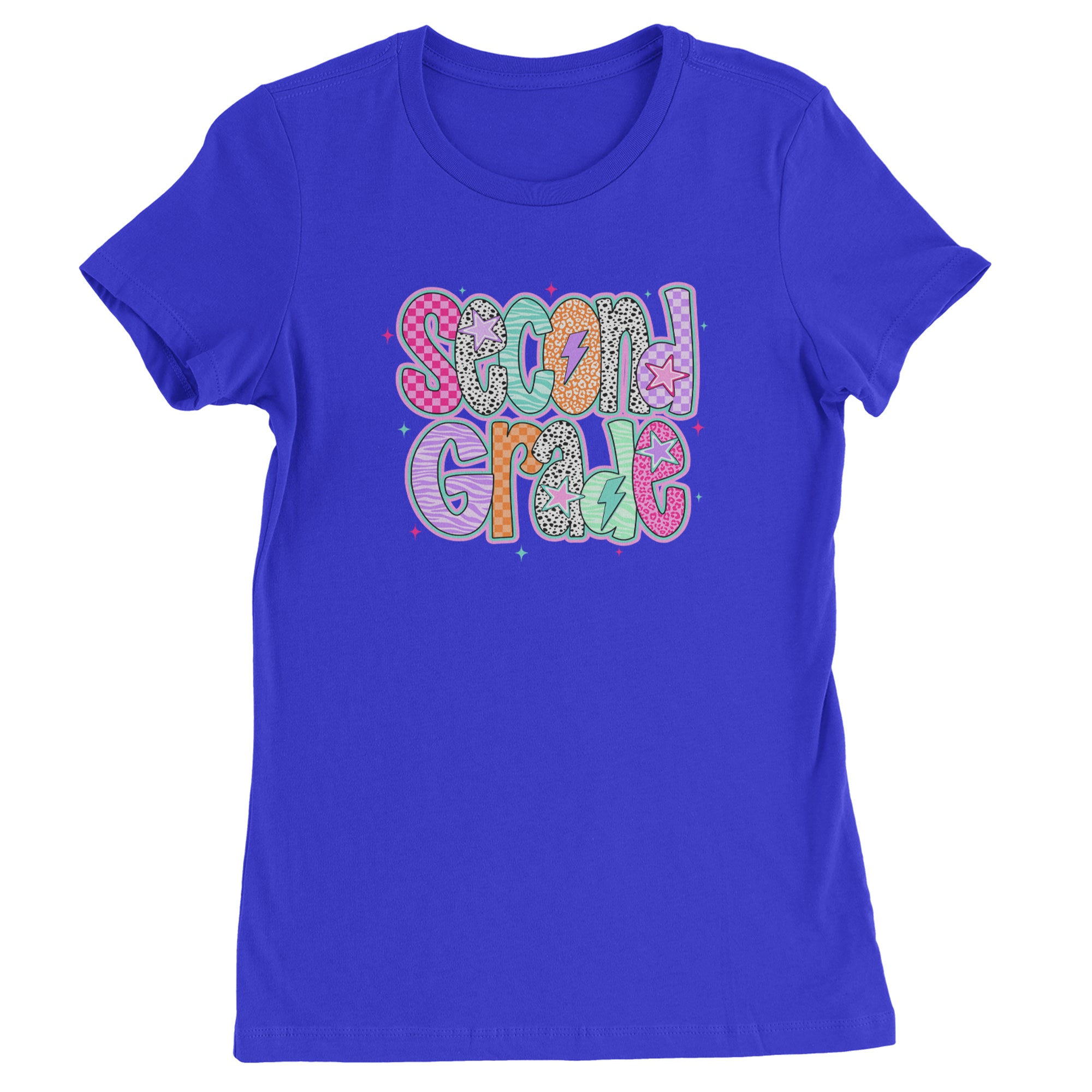 Second Grade Star Colorful Back to School Womens T-shirt Royal Blue