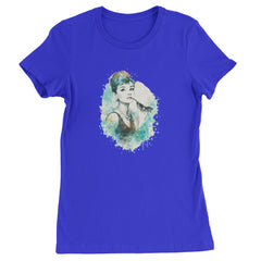 Mrs. Herpburn Iconic Watercolors Womens T-shirt Royal Blue
